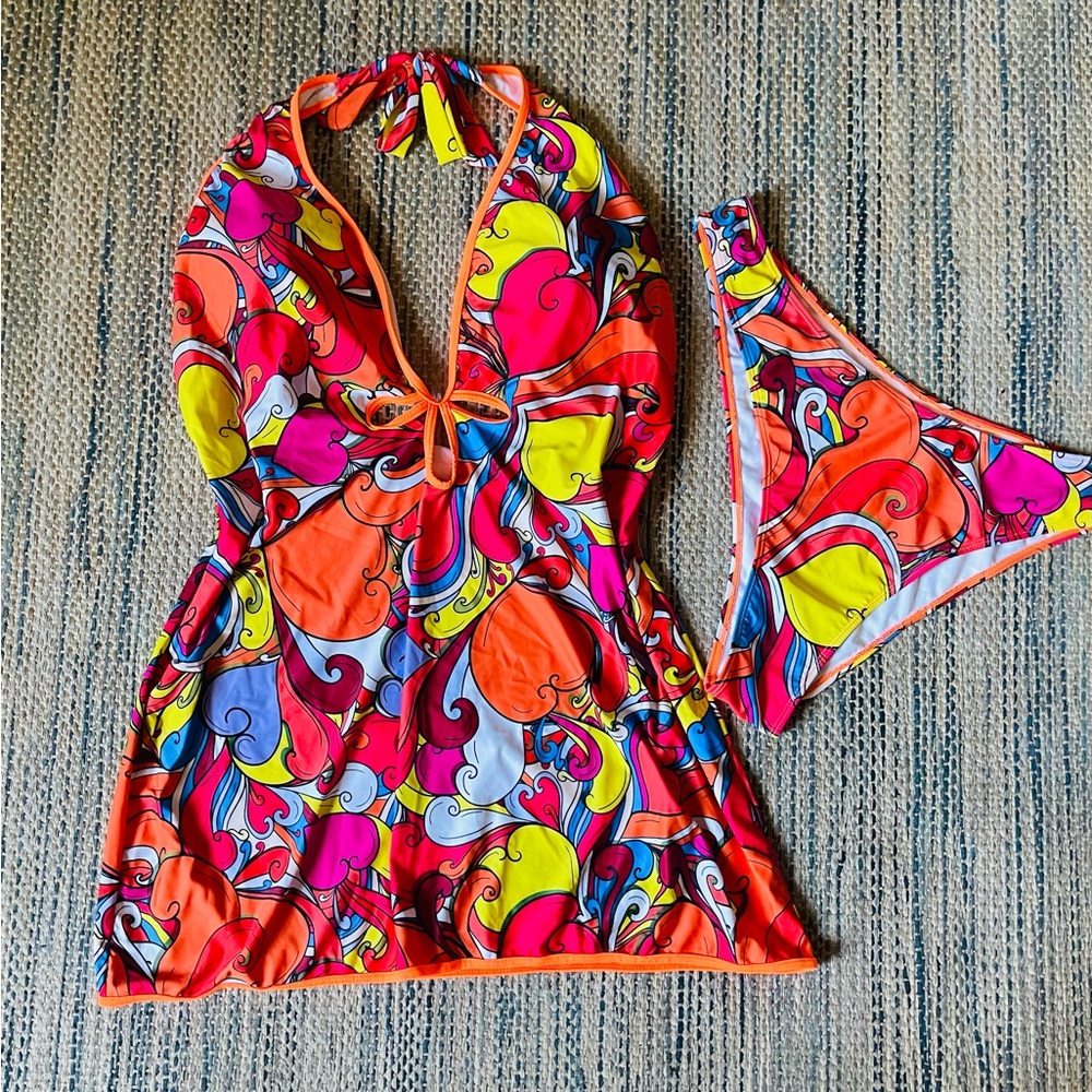 Retro Swim address With Bottoms